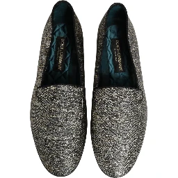 Gray Glitter Lurex DG Logo Dress Loafers Shoes