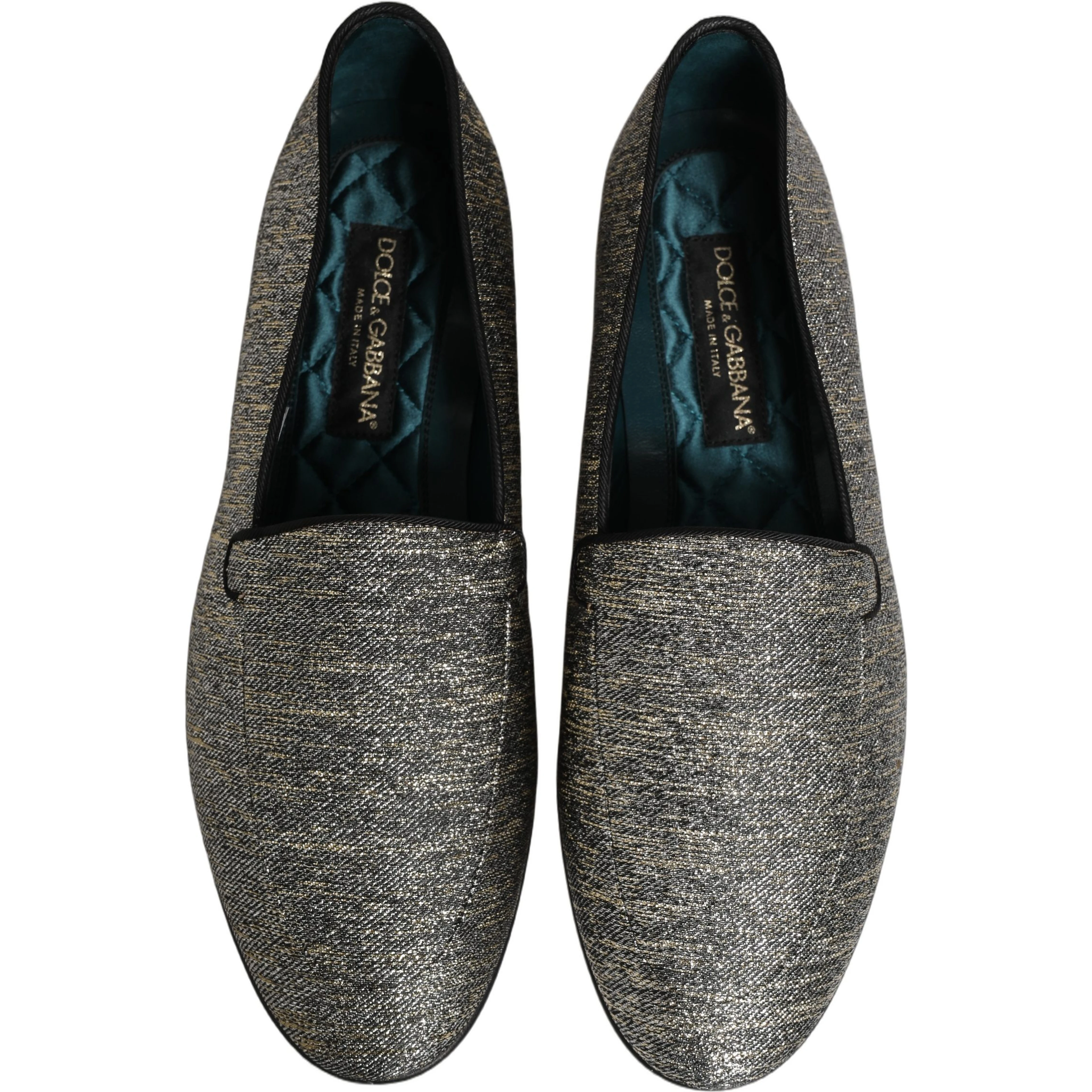 Gray Glitter Lurex DG Logo Dress Loafers Shoes