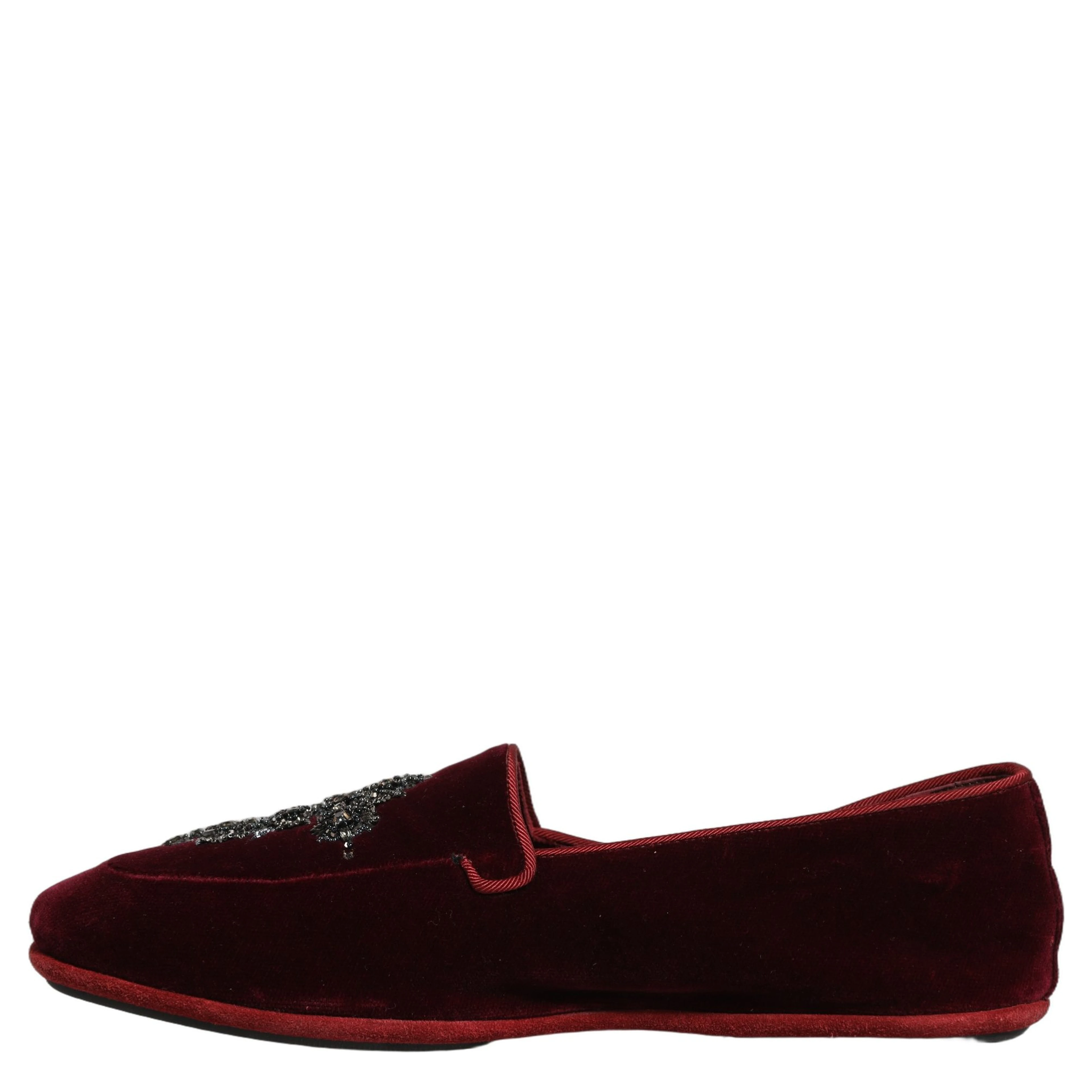 Red Suede Embellished Men Dress Loafers Shoes