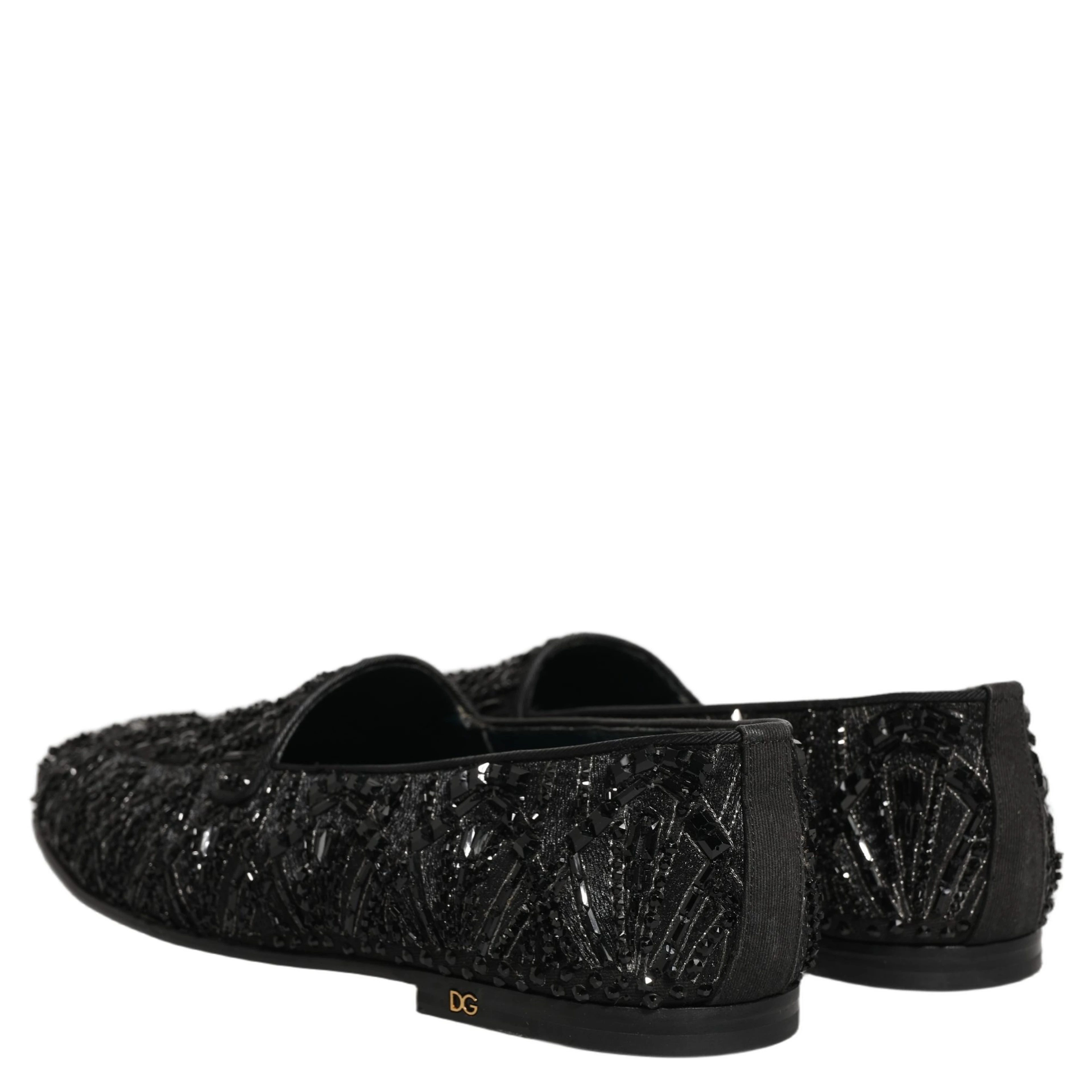 Black Velvet Embroidered Dress Loafers Shoes