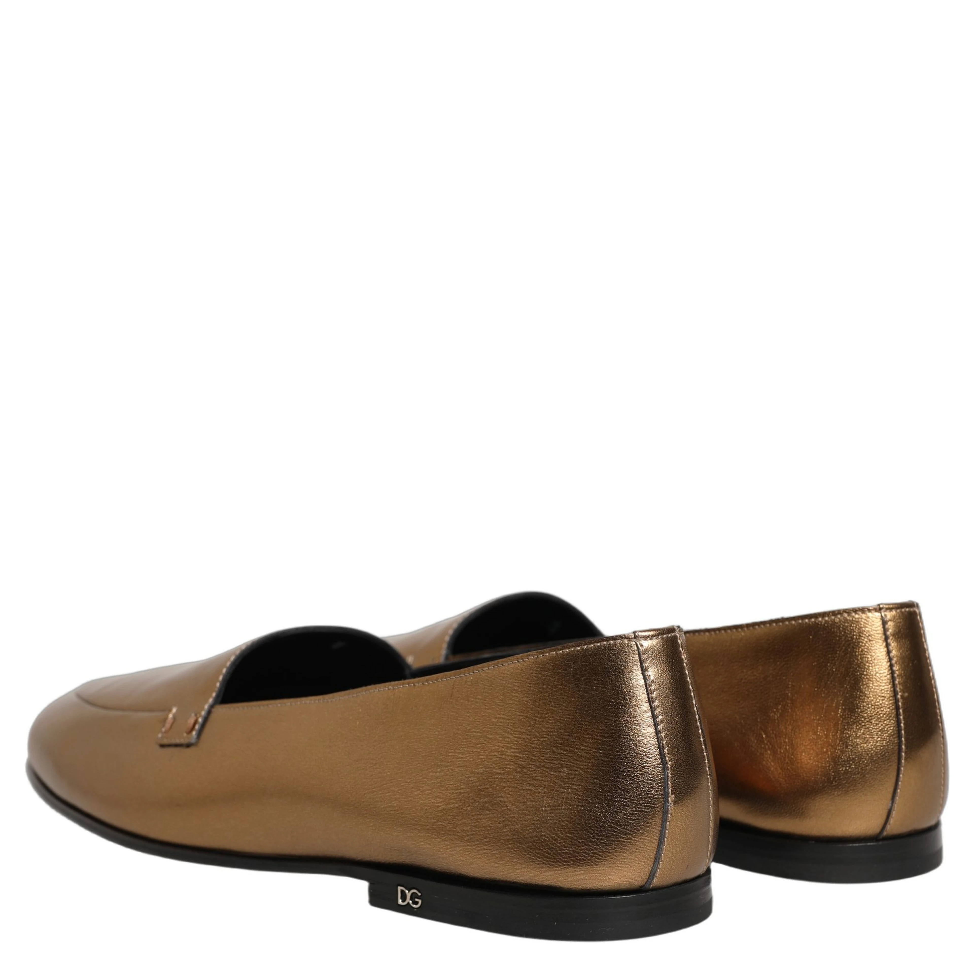 Gold Leather DG Logo Slip On Men Loafers Shoes