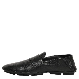Black Deerskin Leather Driver Loafers Shoes