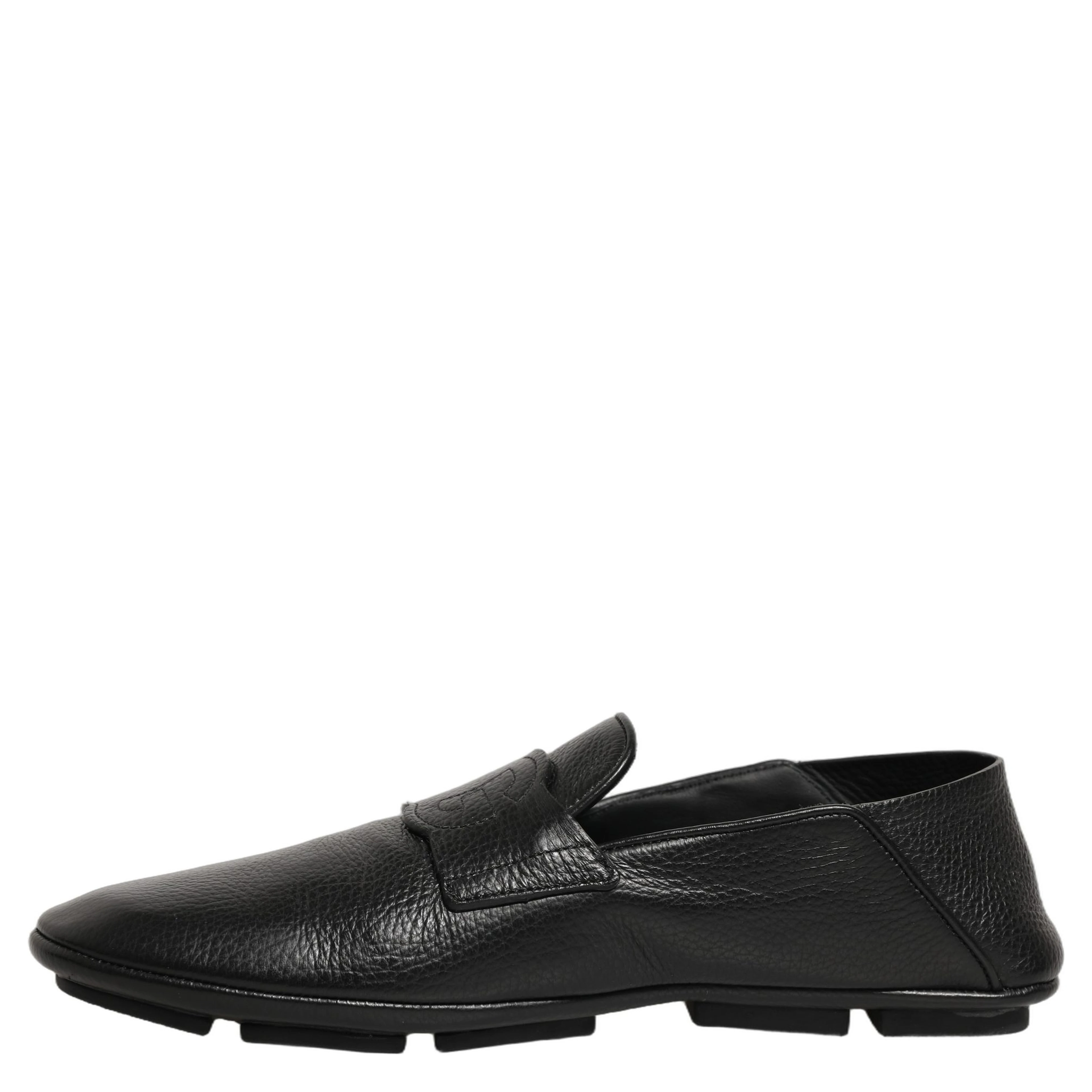 Black Deerskin Leather Driver Loafers Shoes