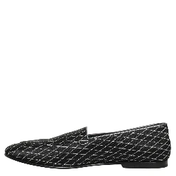 Black Velvet Diamond Stitched Loafers Shoes
