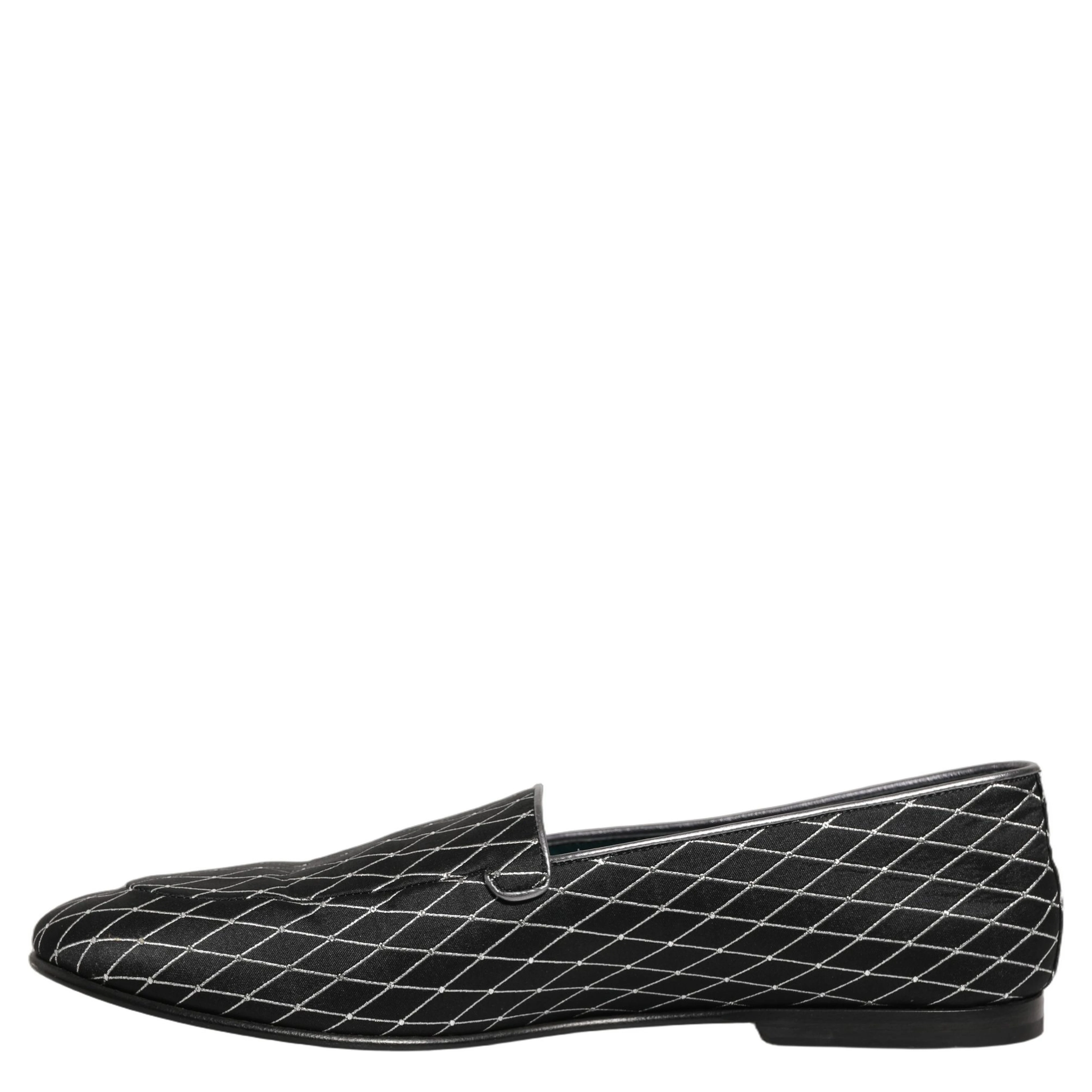 Black Velvet Diamond Stitched Loafers Shoes