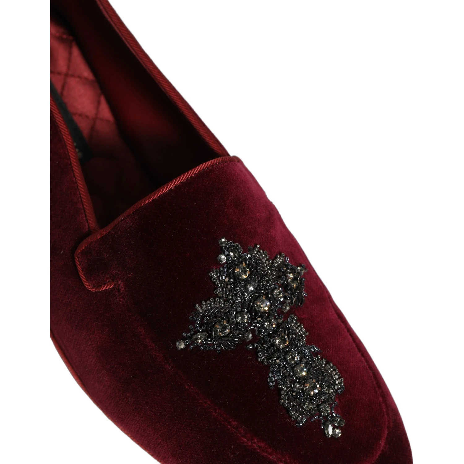 Red Suede Embellished Men Dress Loafers Shoes