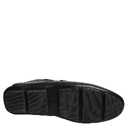 Black Deerskin Leather Driver Loafers Shoes