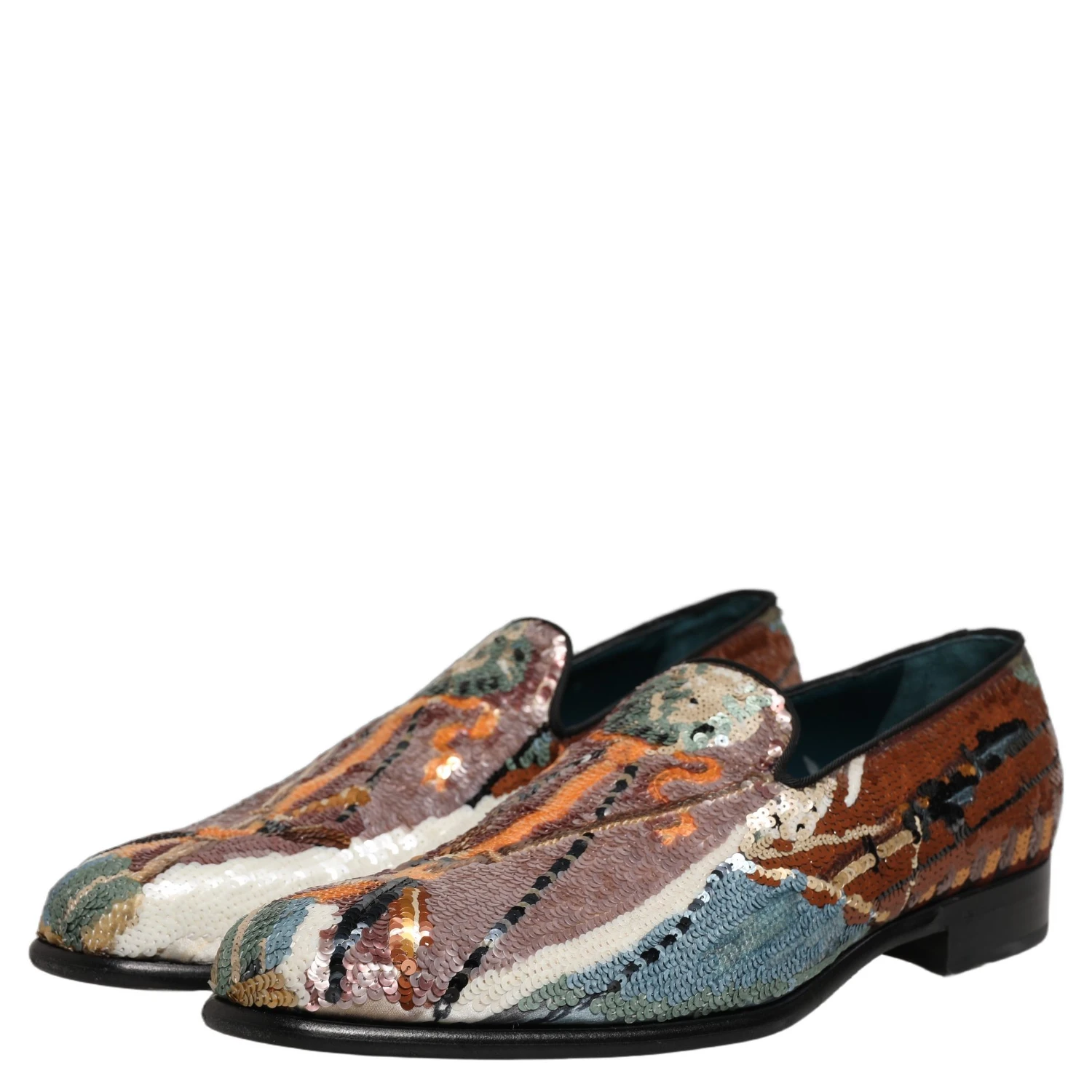 Multicolor Embroidered Sequin Loafers Shoes