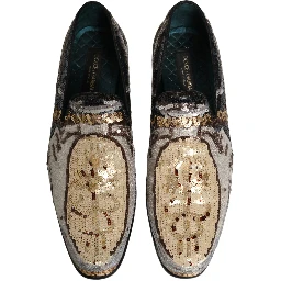 Multicolor Embroidered Sequin Loafers Shoes