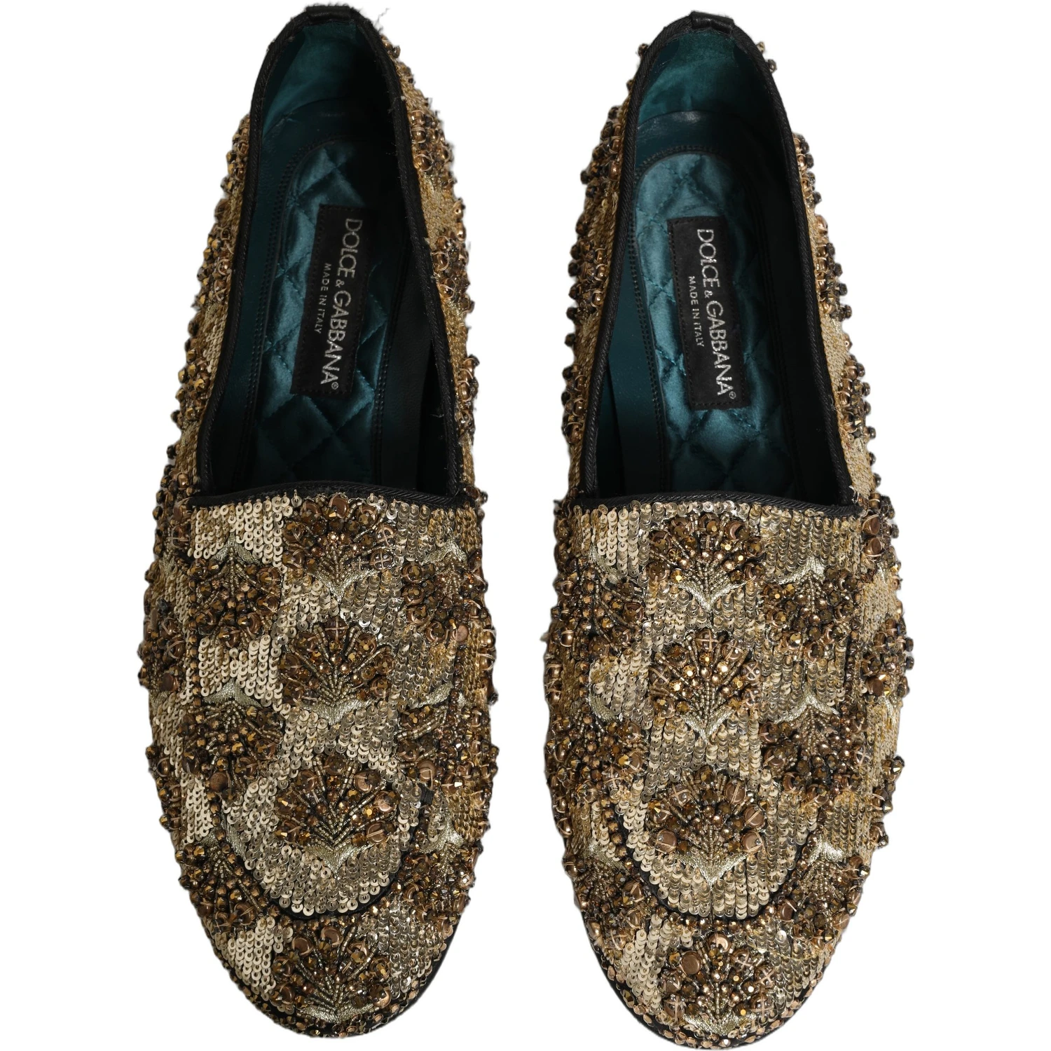 Gold Sequin Embellished Dress Loafers Shoes