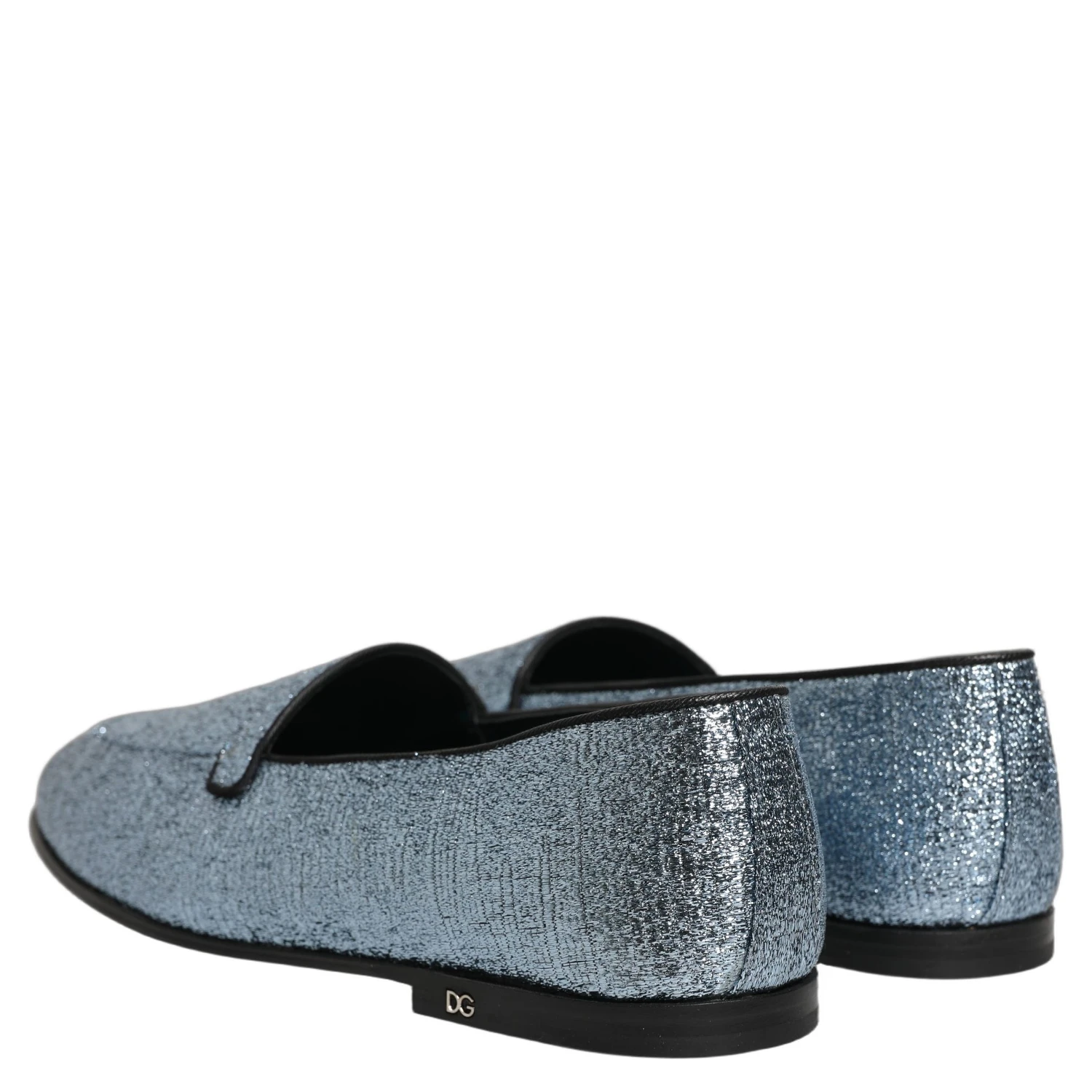 Blue Glitter Lurex DG Logo Dress Loafers Shoes