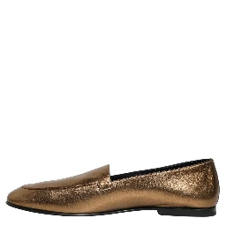 Gold Leather DG Logo Slip On Men Loafers Shoes