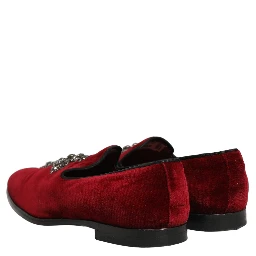 Maroon Suede Cross Slip On Dress Loafers Shoes