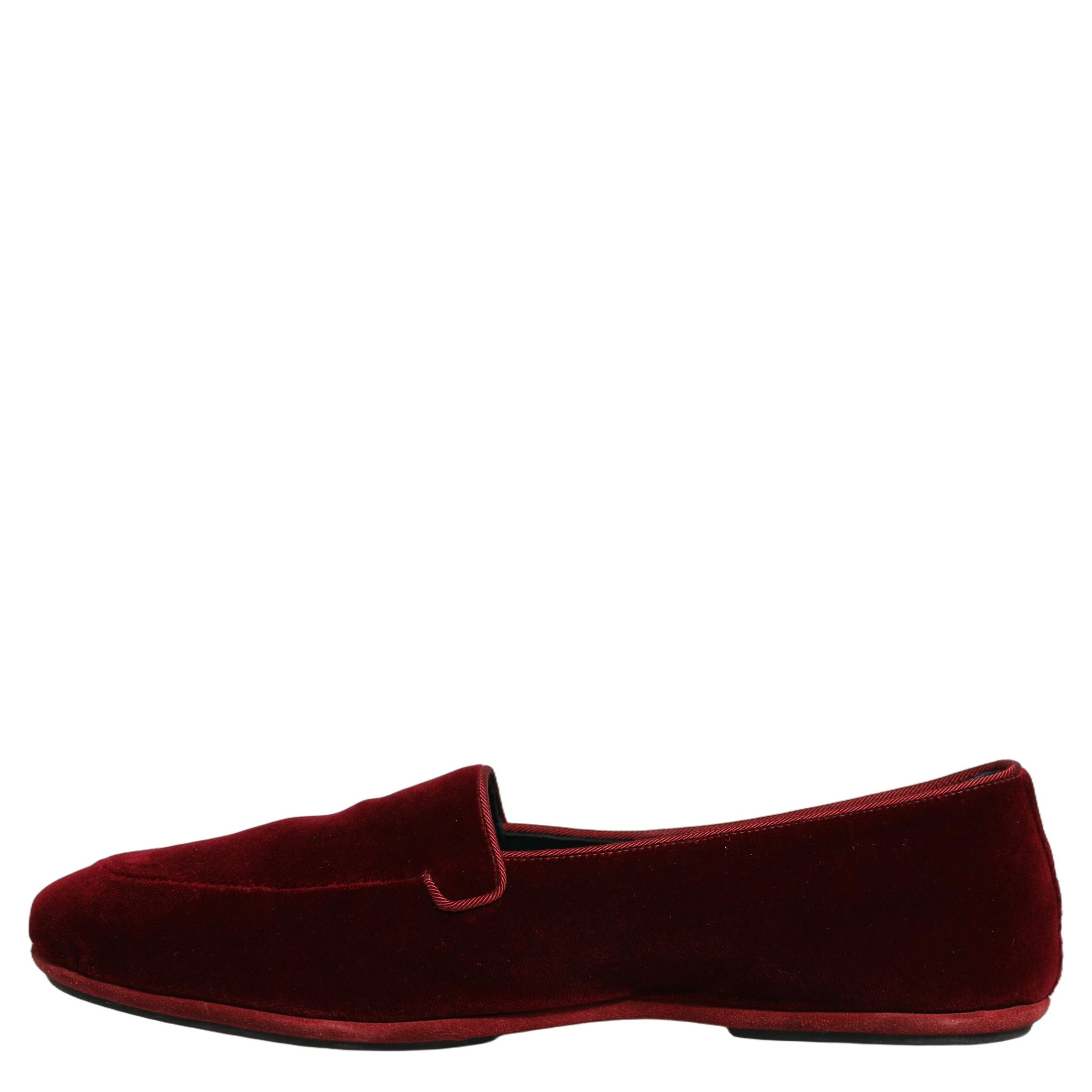 Maroon Velvet Slip On Men Flats Loafers Shoes
