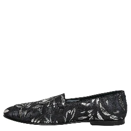 Black Leaf Embroidery Dress Men Loafers Shoes