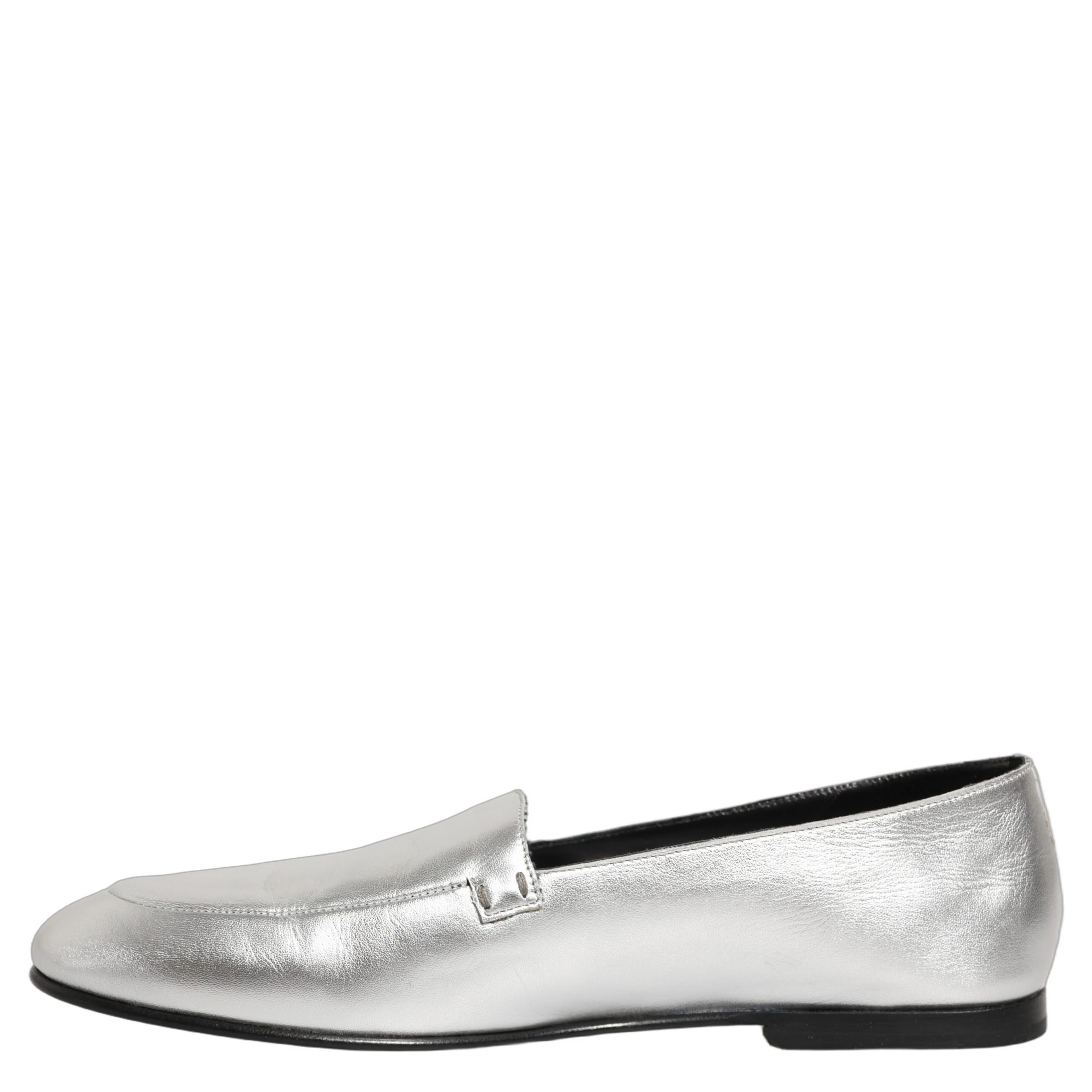 Silver Leather DG Logo Slip On Loafers Shoes