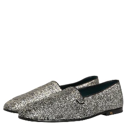 Gray Glitter Lurex DG Logo Dress Loafers Shoes