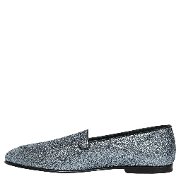 Blue Glitter Lurex DG Logo Dress Loafers Shoes