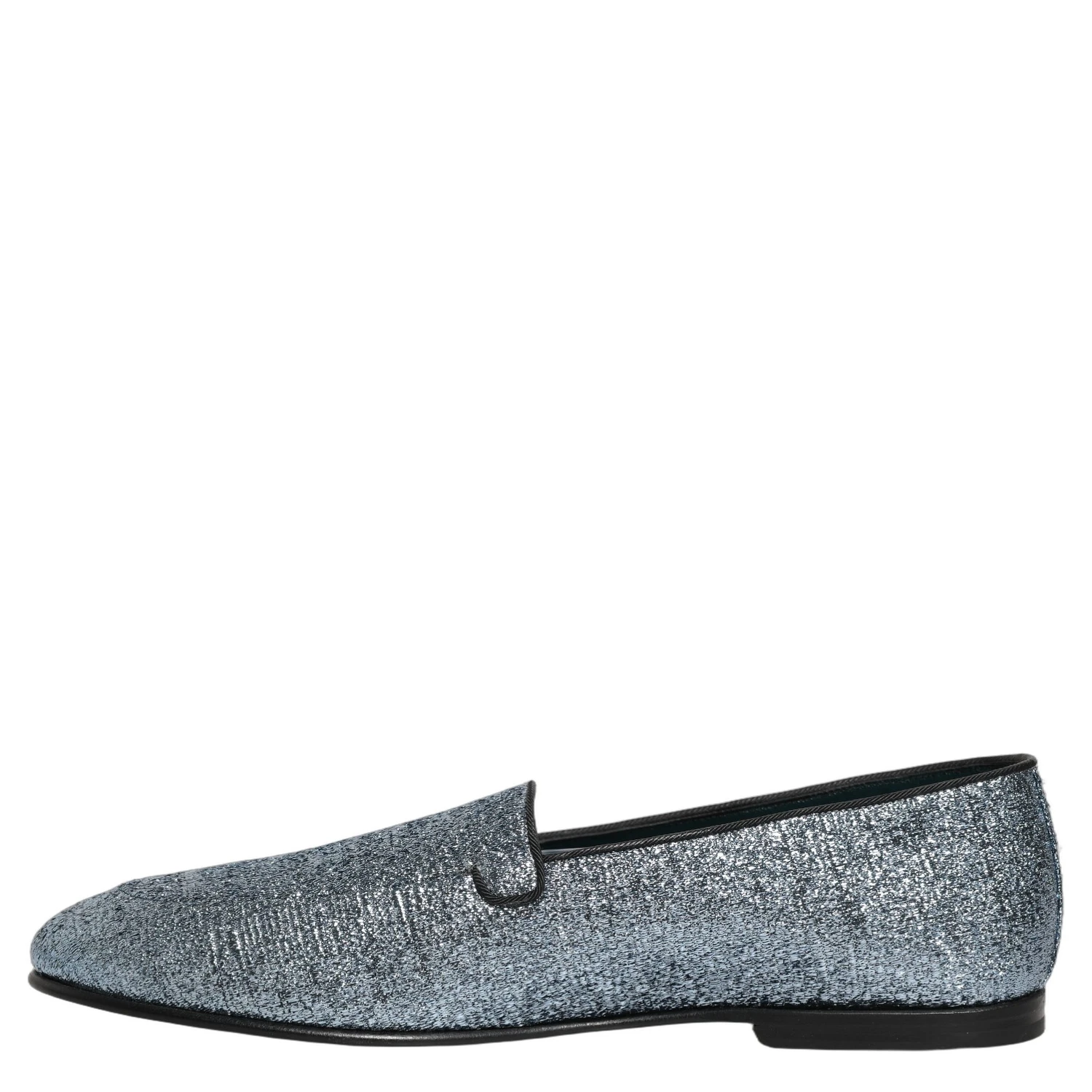 Blue Glitter Lurex DG Logo Dress Loafers Shoes