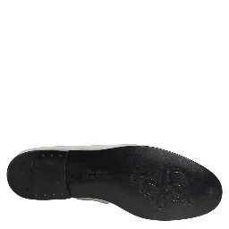 Silver Leather DG Logo Slip On Loafers Shoes