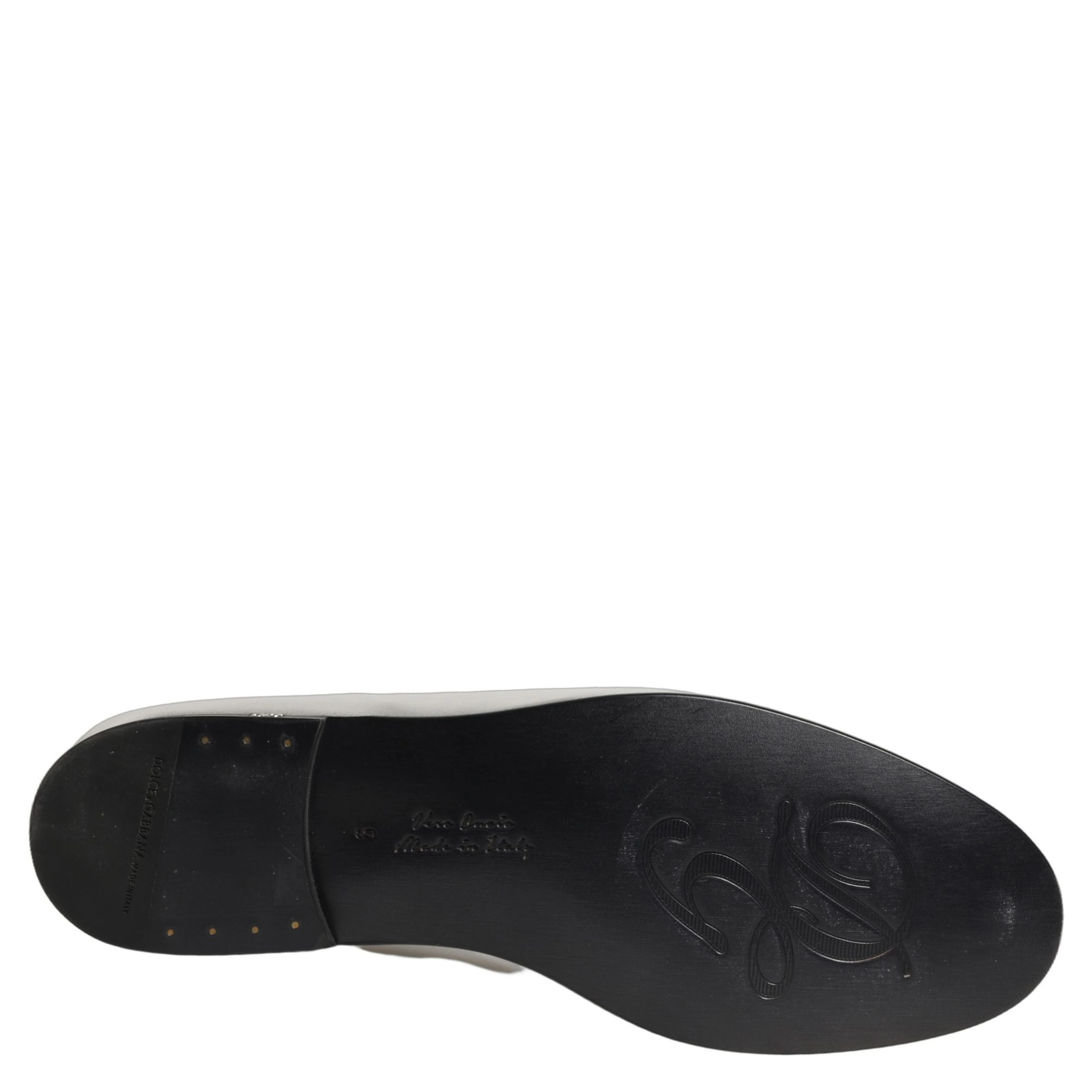 Silver Leather DG Logo Slip On Loafers Shoes