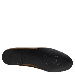 Gold Leather DG Logo Slip On Men Loafers Shoes