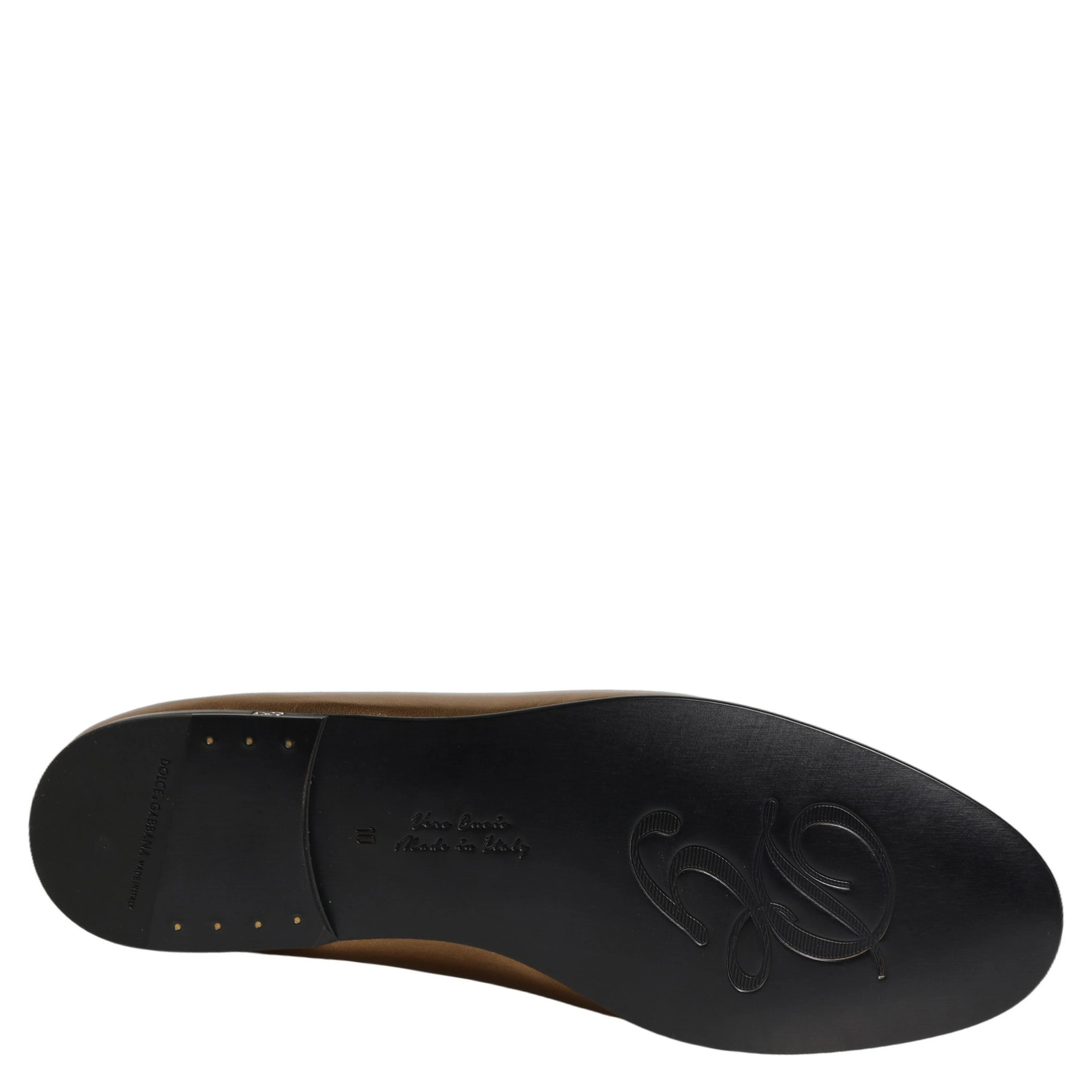 Gold Leather DG Logo Slip On Men Loafers Shoes