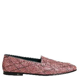 Pink Check Glitter Lurex Logo Loafers Shoes