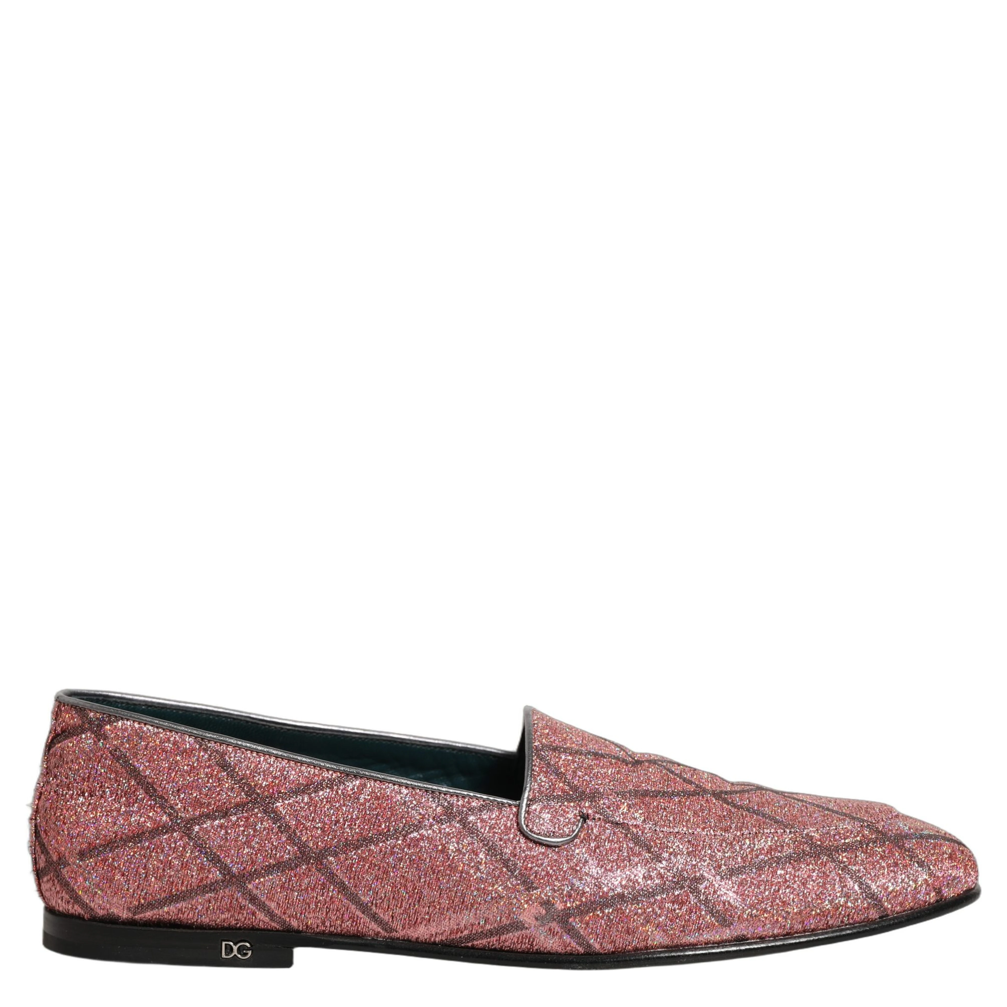 Pink Check Glitter Lurex Logo Loafers Shoes
