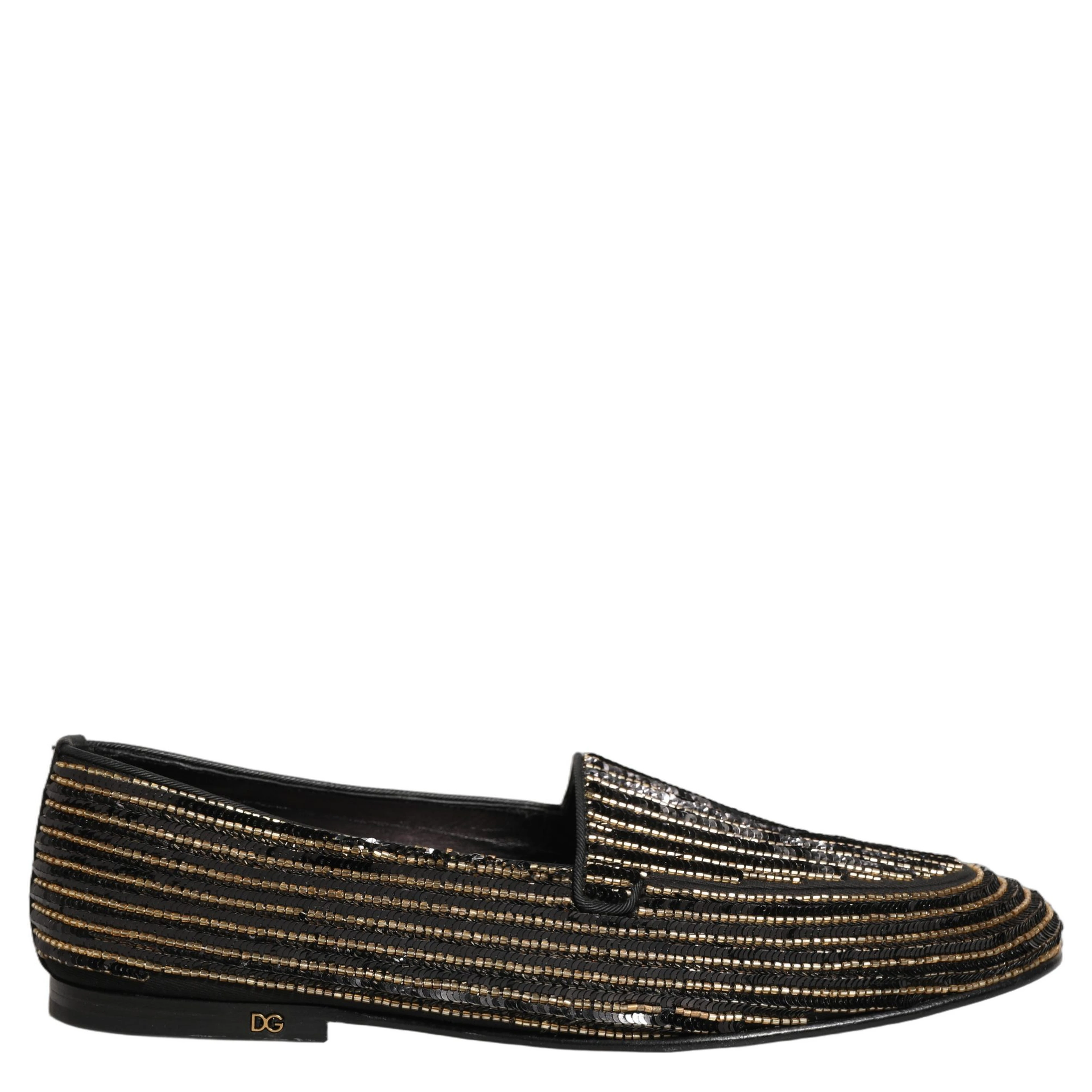 Black Gold Sequined Men Dress Loafers Shoes