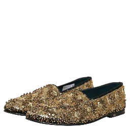 Gold Sequin Embellished Dress Loafers Shoes