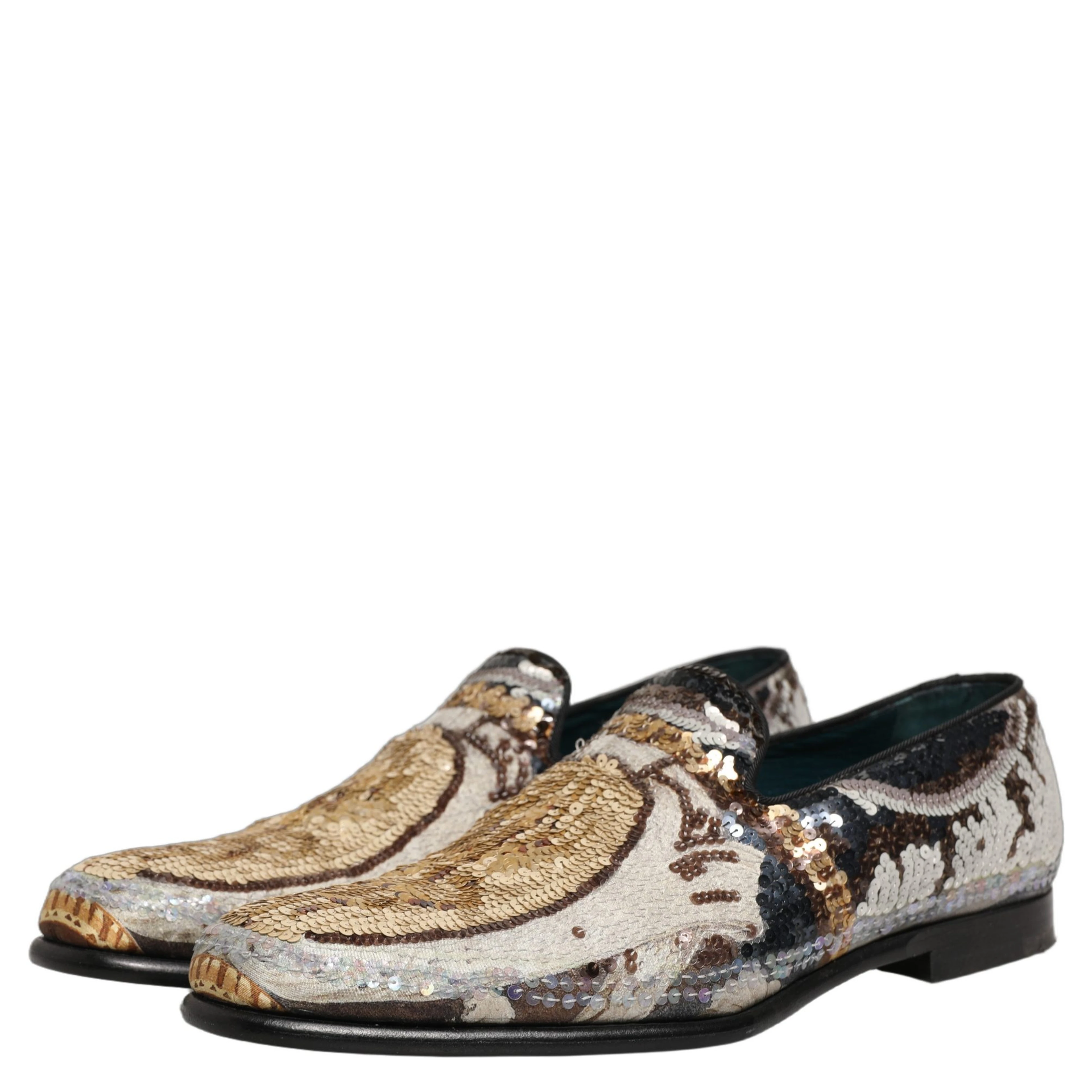 Multicolor Embroidered Sequin Loafers Shoes