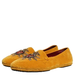 Yellow Velvet DG Heart Loafers Flats Shoes