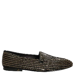 Black Gold Sequined Men Dress Loafers Shoes