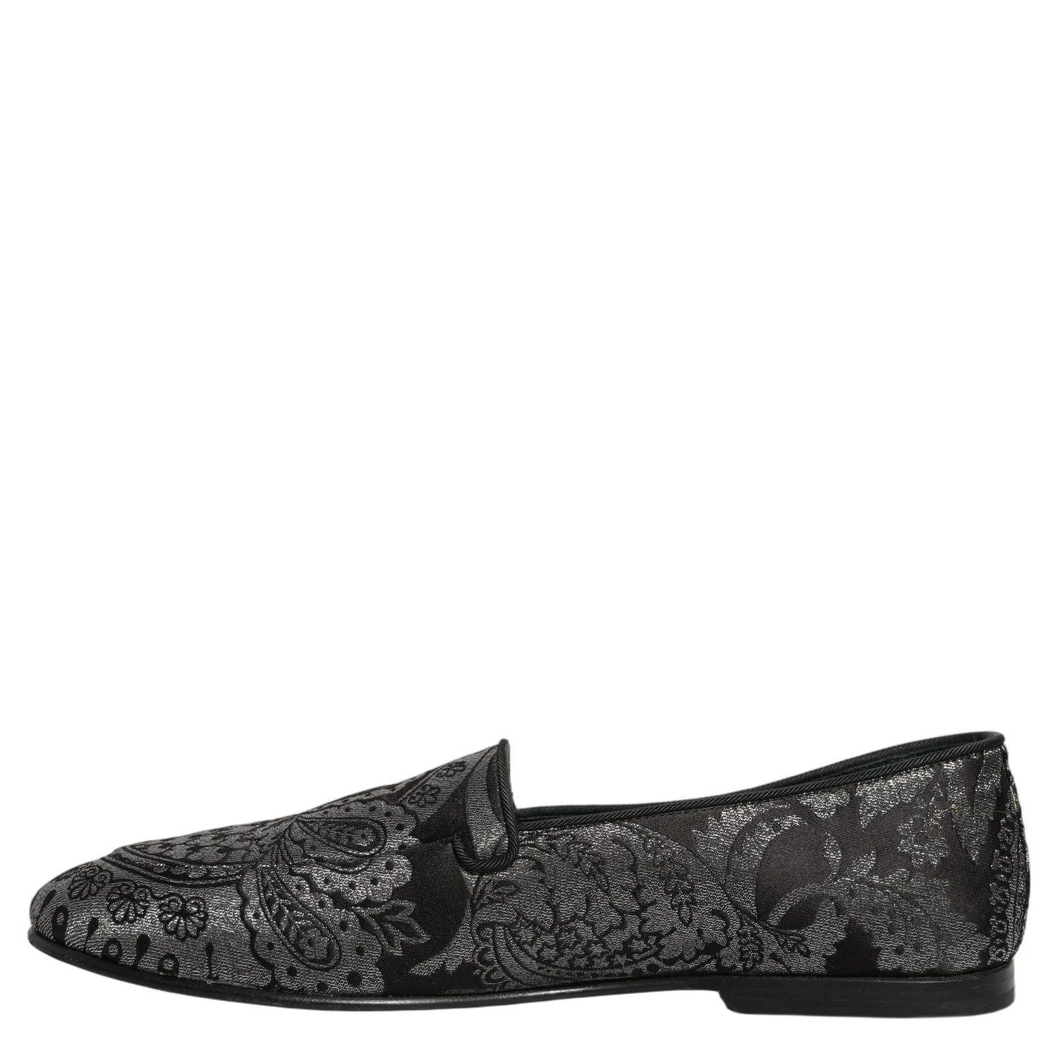 Silver Jacquard Leather Slip On Loafers Shoes