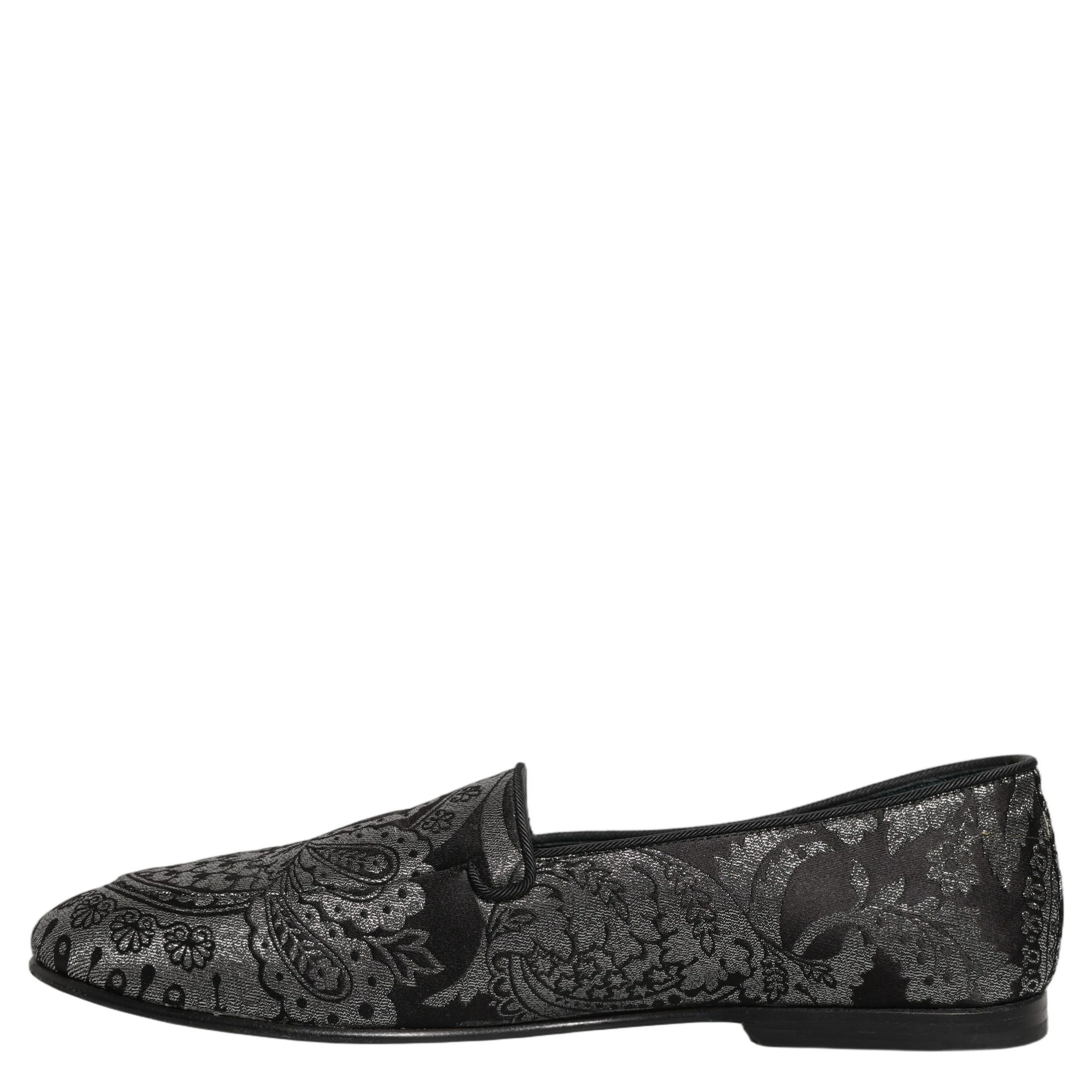 Silver Jacquard Leather Slip On Loafers Shoes