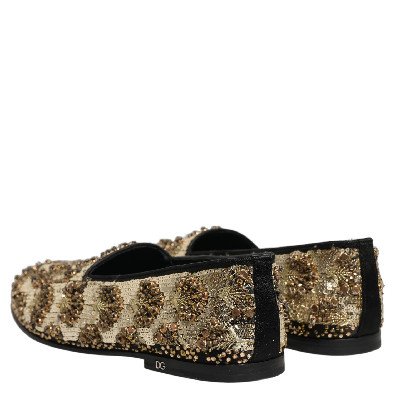 Gold Sequin Embellished Dress Loafers Shoes