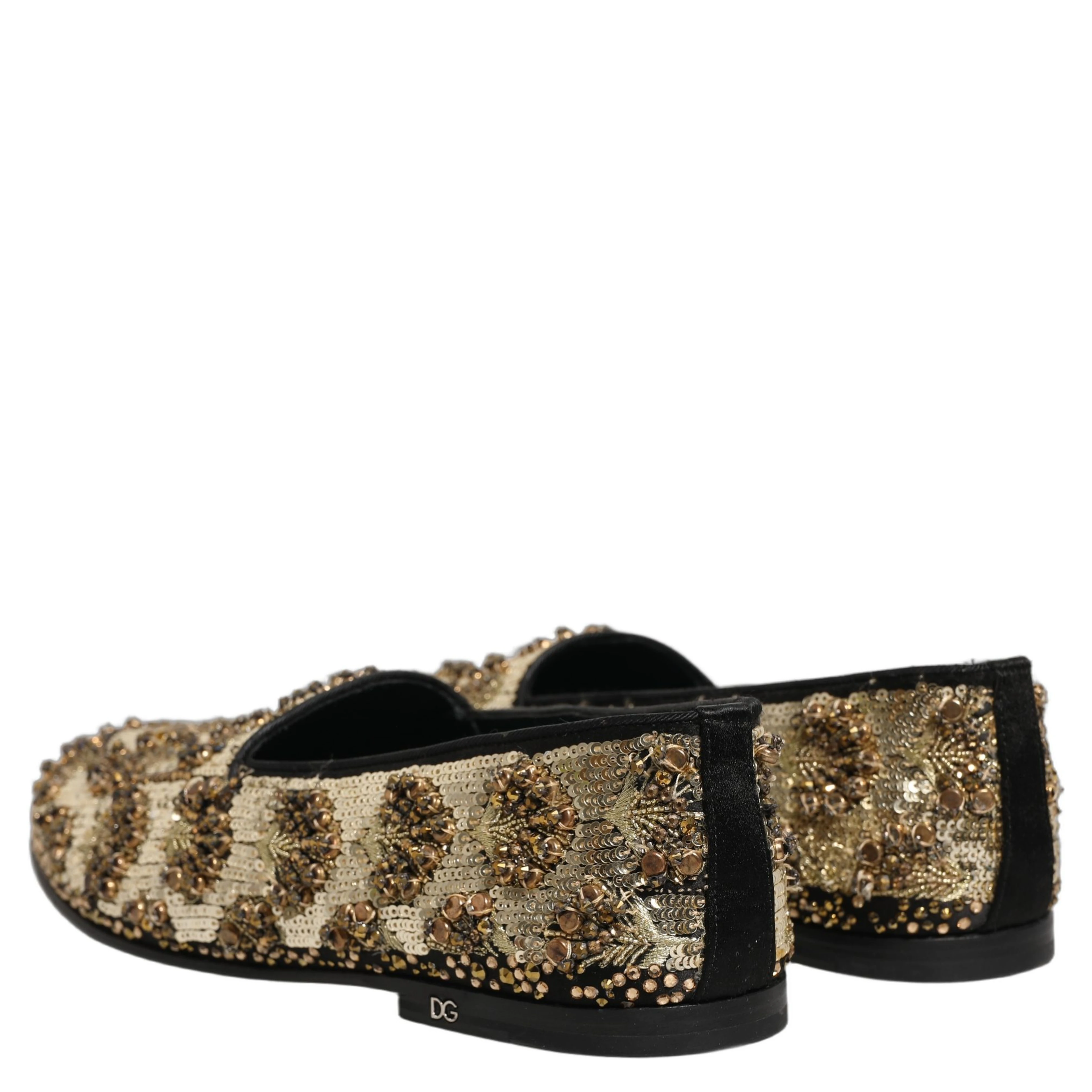 Gold Sequin Embellished Dress Loafers Shoes