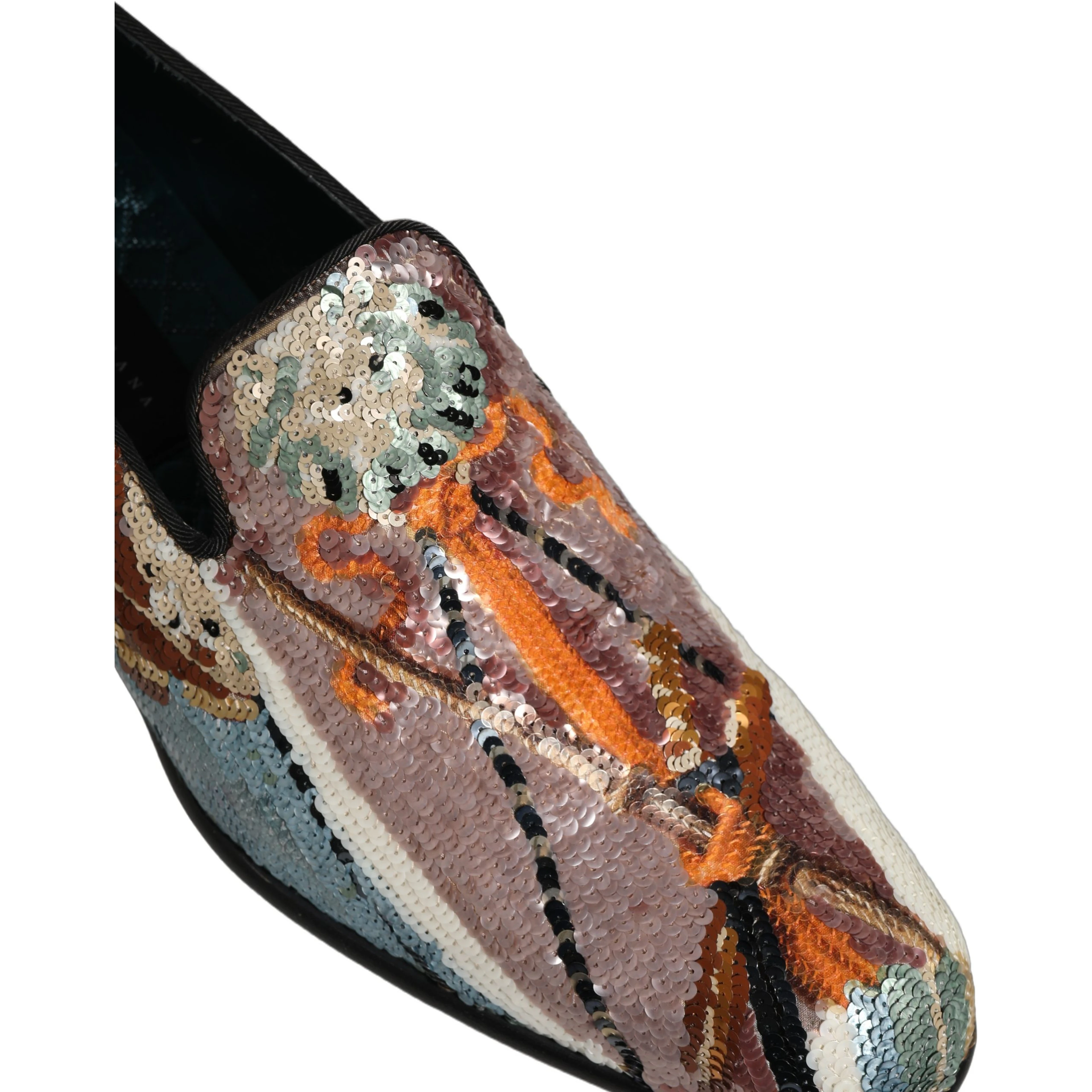 Multicolor Embroidered Sequin Loafers Shoes