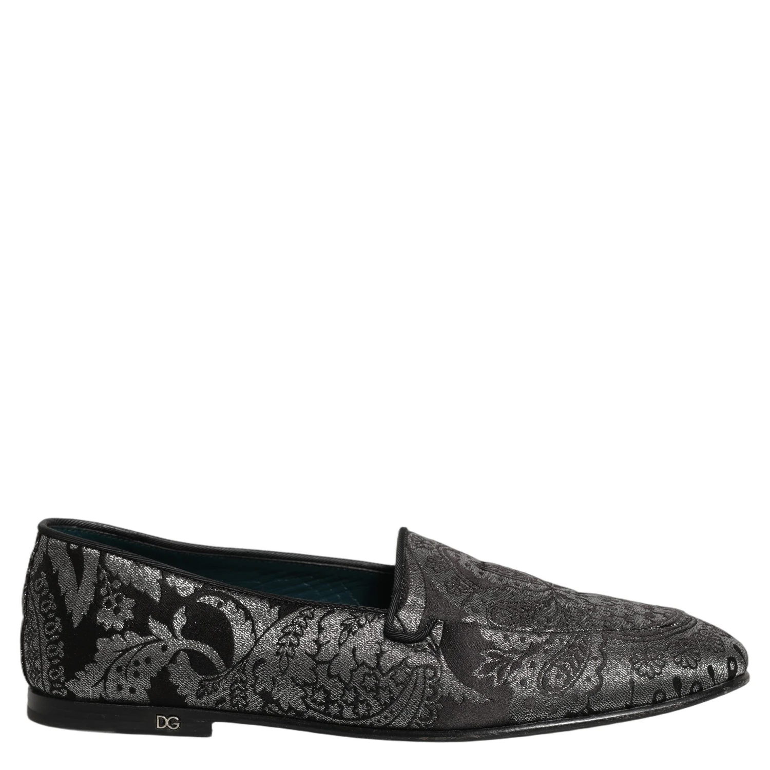 Silver Jacquard Leather Slip On Loafers Shoes