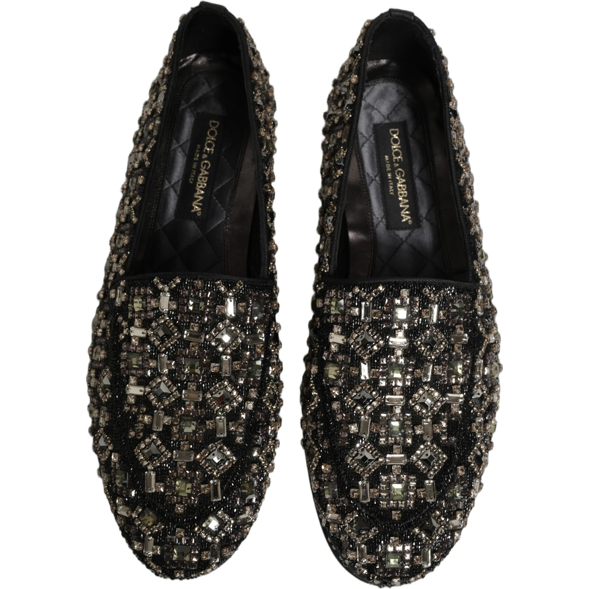 Black Crystal Embellished Dress Loafers Shoes