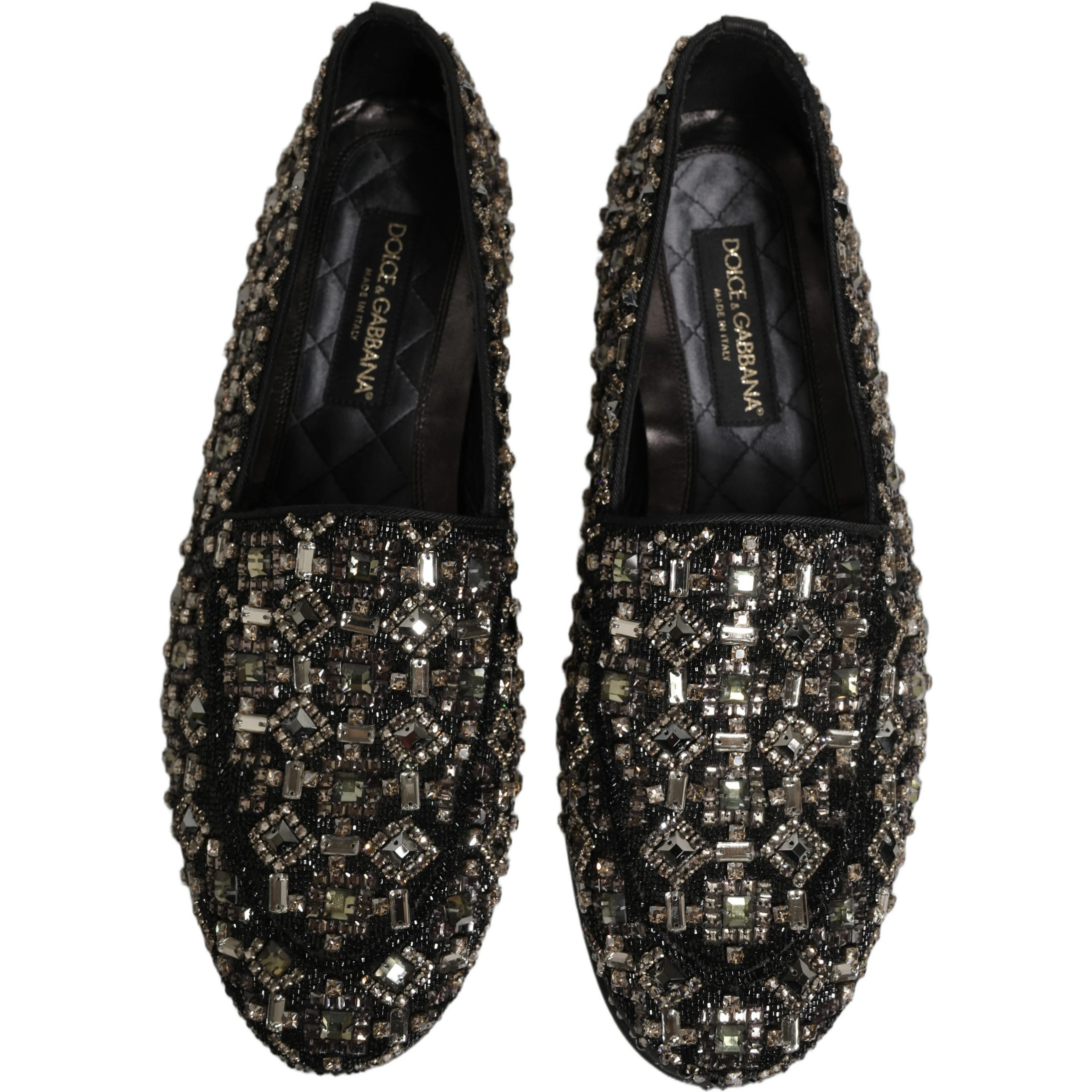 Black Crystal Embellished Dress Loafers Shoes