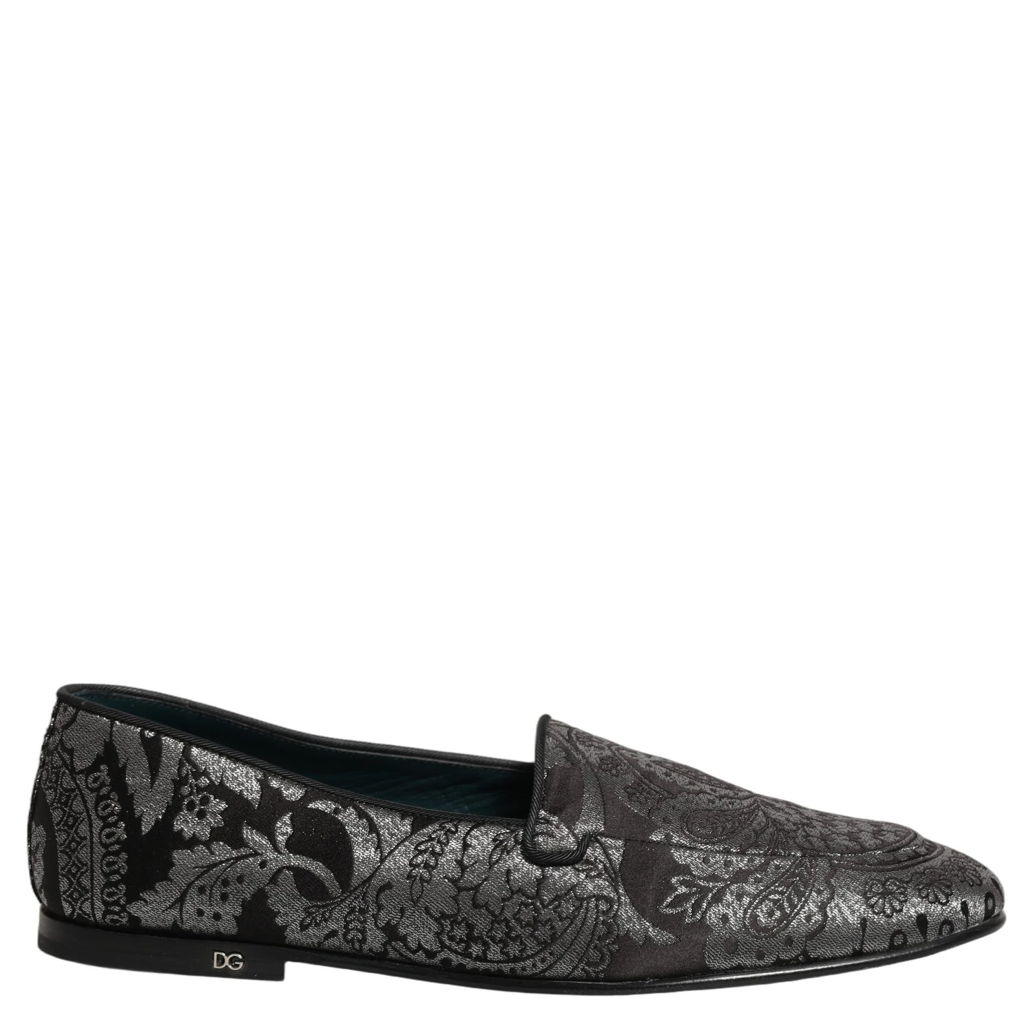 Silver Jacquard Leather Slip On Loafers Shoes