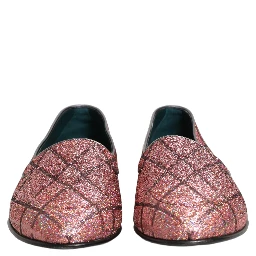 Pink Check Glitter Lurex Logo Loafers Shoes