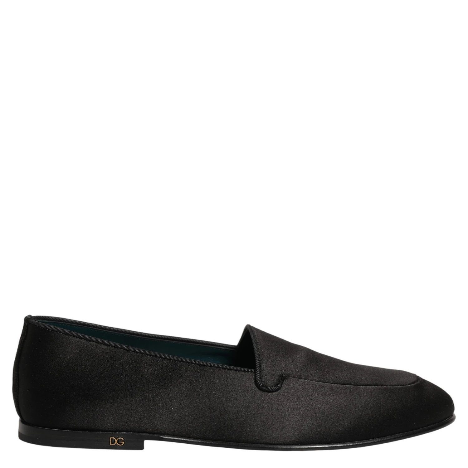 Black Satin Logo Slip On Flats Loafers Shoes