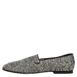 Gray Glitter Lurex DG Logo Dress Loafers Shoes