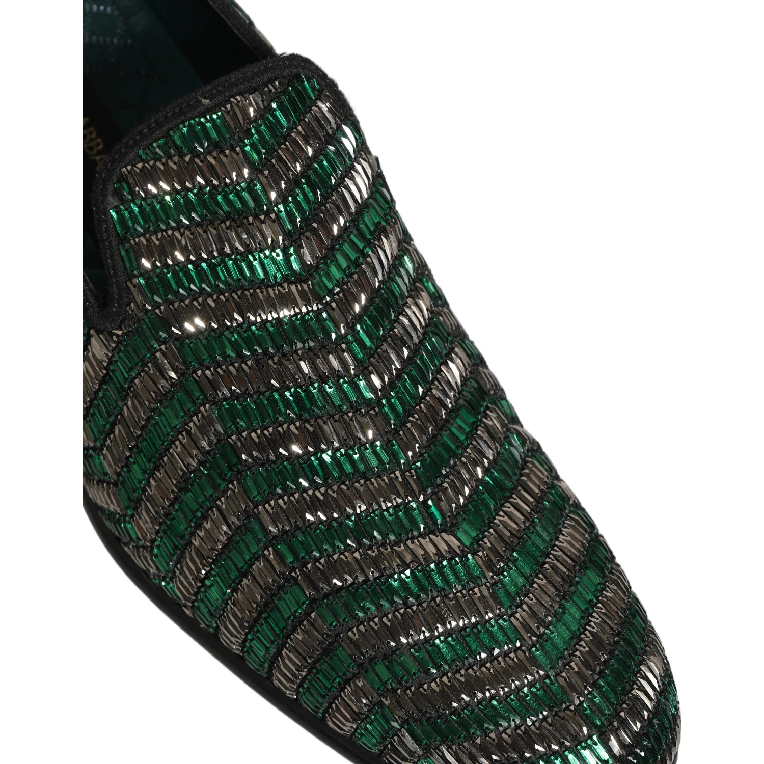 Silver Green Embellished Dress Loafers Shoes