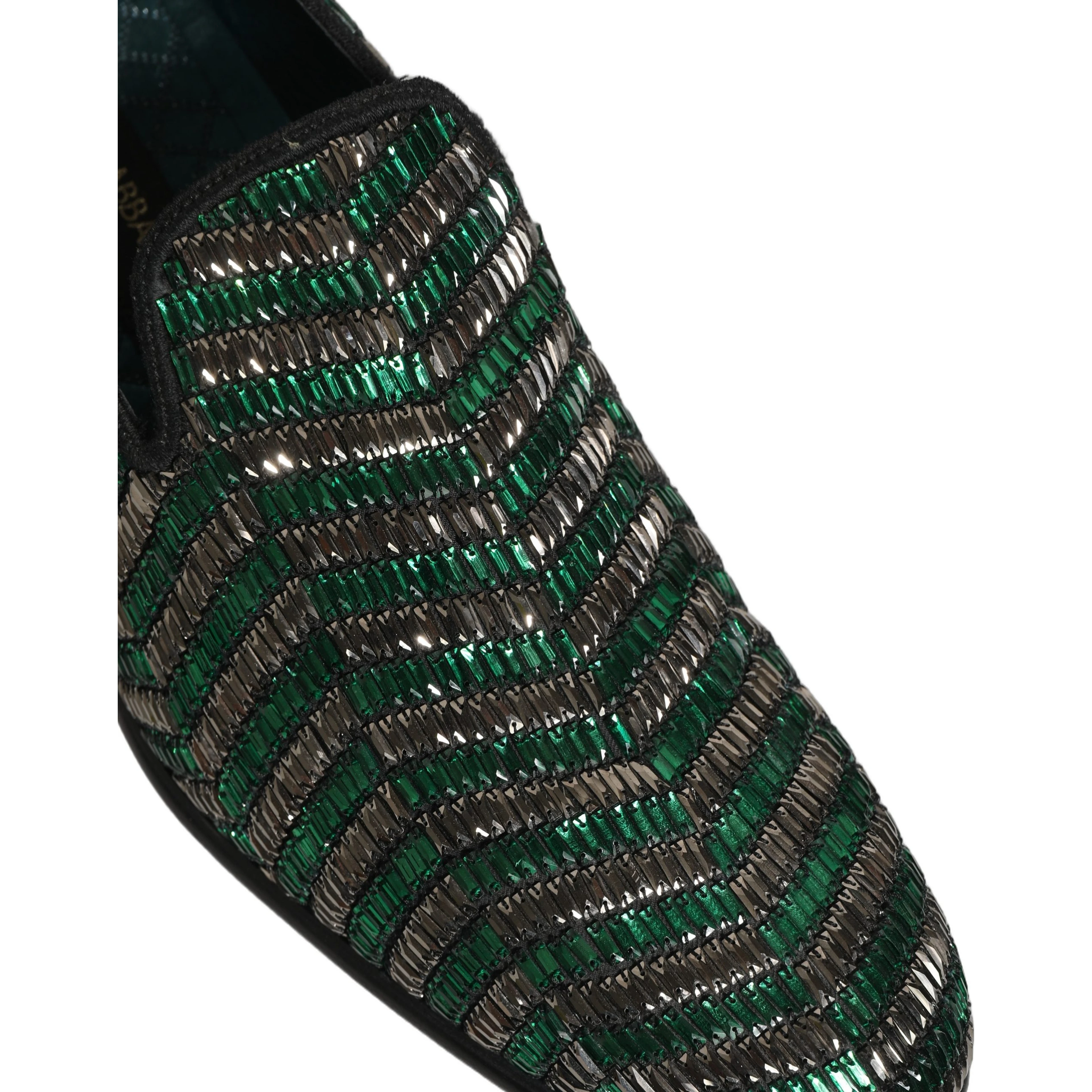 Silver Green Embellished Dress Loafers Shoes
