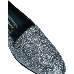 Blue Glitter Lurex DG Logo Dress Loafers Shoes