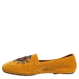 Yellow Velvet DG Heart Loafers Flats Shoes